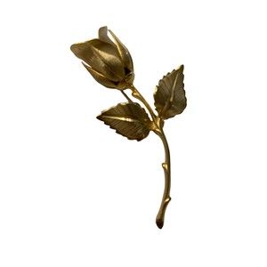 Giovanni Vintage Flower Rose Gold Tone Brooch Estate Signed